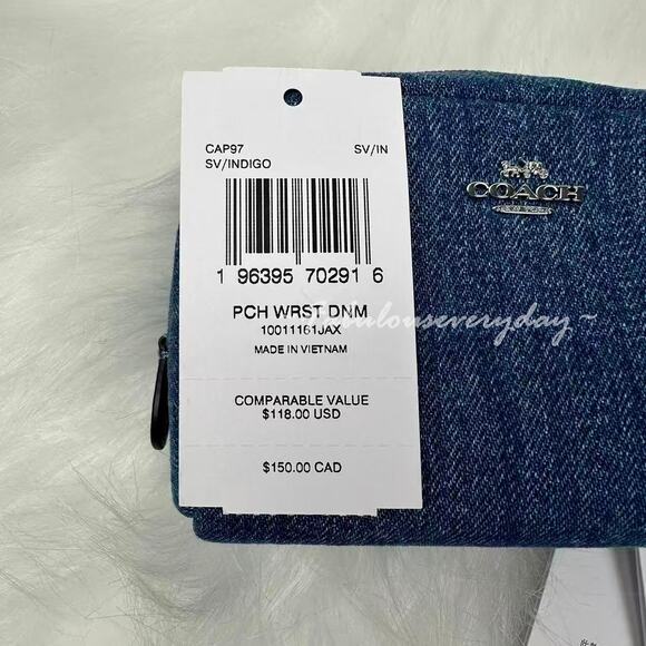 Coach Pouch Wristlet In Denim/Silver/Indigo CAP97 NWT - Picture 5 of 8